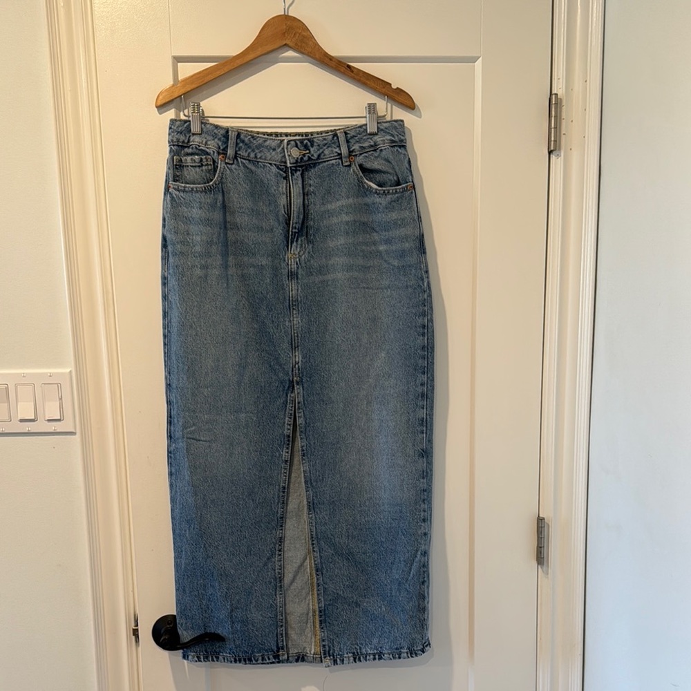 Long denim skirt